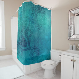 Türkisblau-Mandala-Design Duschvorhang