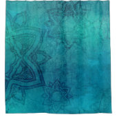 Türkisblau-Mandala-Design Duschvorhang (Vorderseite)