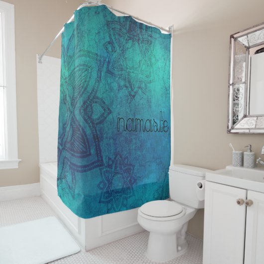 Türkisblau Mandala Namaste Duschvorhang (Beispiel)