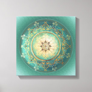 Türkisblau Mandala - Wrapped Canvas Leinwanddruck