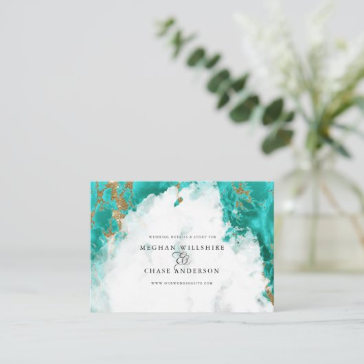 Türkisblau-Marmorfarben-Geode BarefootBride™ Visitenkarte (Stehend Vorderseite)