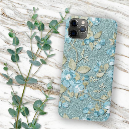 Türkisblau Meer Aquamarin Blaue Flora Wasserfarbe Case-Mate iPhone Hülle