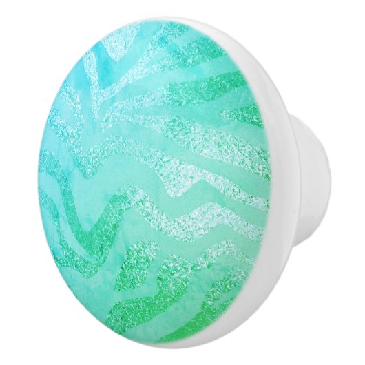 Türkisblau-metallischer Zebrastreifen Keramikknauf (Rechts)