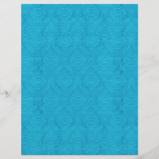 Türkisblau mit Embossed Look Wedding Damask DIY V1 (Vorderseite)