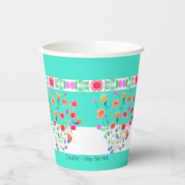 Türkisblau mit farbenfroher Blüte Pappbecher
