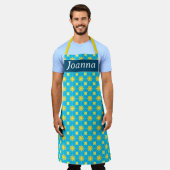 Türkisblau mit geometrischem Muster Schürze (Getragen)