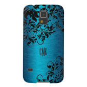 Türkisblau mit schwarzblütigen Wirbel Case-Mate Samsung Galaxy Hülle (Rückseite)