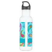 Türkisblau Modern Paisley Muster Monogram Trinkflasche (Rückseite)