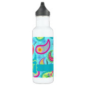 Türkisblau Modern Paisley Muster Monogram Trinkflasche (Rechts)