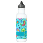 Türkisblau Modern Paisley Muster Monogram Trinkflasche (Links)