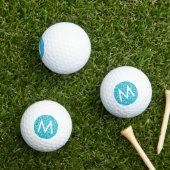 Türkisblau Moderne Monogramm erster Glitzer Golfball (Insitu Gras)