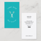 Türkisblau Moderner Friseur Goldschere Visitenkarte (Vorne/Hinten)