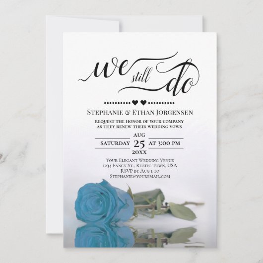 Türkisblau oder Sky Blue Rose machen wir immer noc Einladung (Vorderseite)