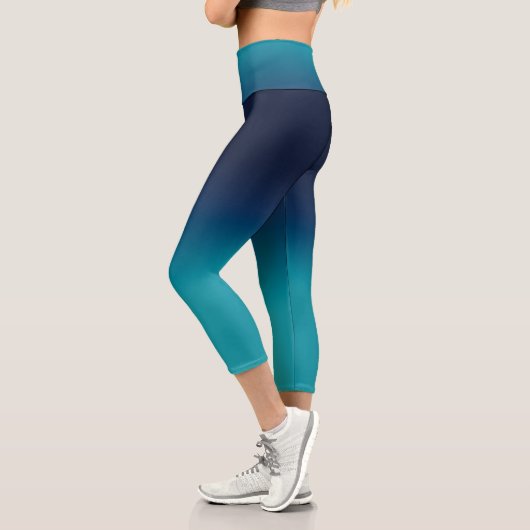 Türkisblau Ombre Elegantes Gradient Capri Leggings (Links)
