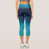 Türkisblau Ombre Elegantes Gradient Capri Leggings (Rückseite)