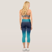 Türkisblau Ombre Elegantes Gradient Capri Leggings (Rückseite)