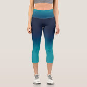 Türkisblau Ombre Elegantes Gradient Capri Leggings (Vorderseite)