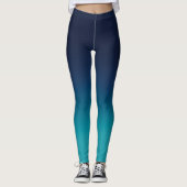 Türkisblau Ombre Elegantes Gradient Leggings (Vorderseite)