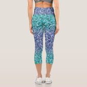 Türkisblau Ombre Glitzer Capri Leggings (Rückseite)