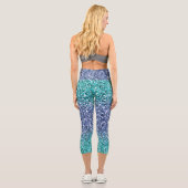 Türkisblau Ombre Glitzer Capri Leggings (Rückseite)