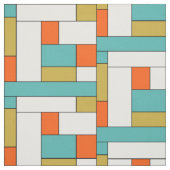 Türkisblau Orange Gold Farbblock Mitte Jahrhundert Stoff (Muster)