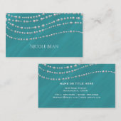 Türkisblau & Perlen Eleganter Chic Visitenkarte (Vorne/Hinten)