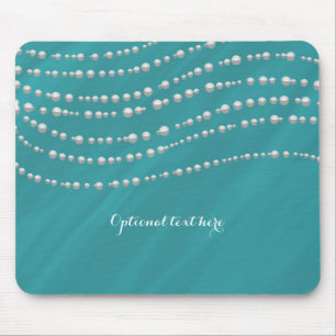 Türkisblau & Perlen Eleganter Glamour Chic Mousepad