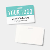 Türkisblau-PVC-Abzeichen Horizontaler Name Markier Ausweis (Vorder- & Rückseite)