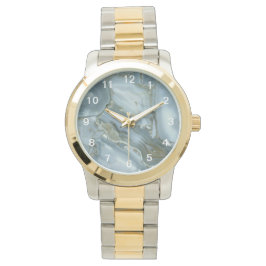 Türkisblau-Risse, graue blaue Marmorverkleidung Armbanduhr