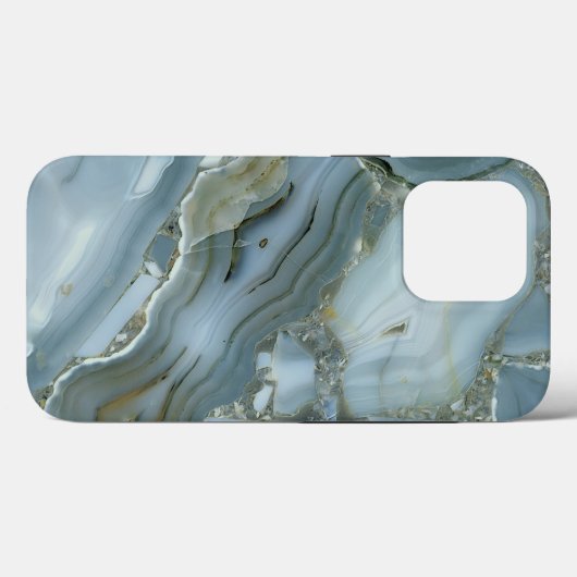 Türkisblau-Risse, graue blaue Marmorverkleidung Case-Mate iPhone Hülle (Rückseite (Horizontal))