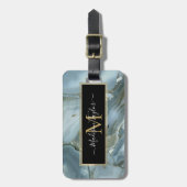 Türkisblau-Risse, graue blaue Marmorverkleidung Gepäckanhänger (Vorderseite vertikal)