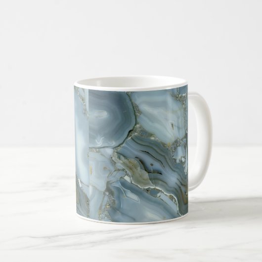 Türkisblau-Risse, graue blaue Marmorverkleidung Kaffeetasse (VorderseiteRechts)