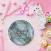 Türkisblau-Risse, graue blaue Marmorverkleidung Pappteller (Party)