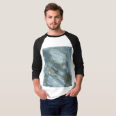 Türkisblau-Risse, graue blaue Marmorverkleidung T-Shirt (Vorne ganz)