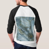 Türkisblau-Risse, graue blaue Marmorverkleidung T-Shirt (Rückseite)