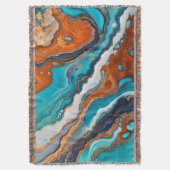 Türkisblau, Rost und Goldfarbe abstrakt Decke (Vorderseite Vertikal)