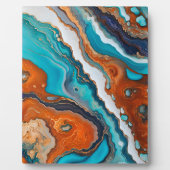 Türkisblau, Rost und Goldfarbe abstrakt Fotoplatte (Vorderseite)