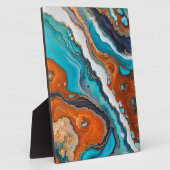 Türkisblau, Rost und Goldfarbe abstrakt Fotoplatte (Seite)