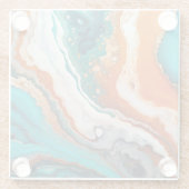 Türkisblau, Rost und Goldfarbe abstrakt Glasuntersetzer (Rückseite)