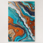 Türkisblau, Rost und Goldfarbe abstrakt Puzzle (Vertikal)