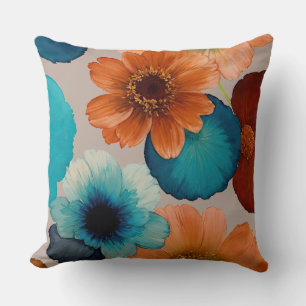 Türkisblau, Rot, Rost, Rost und Bronze-Boho Blume Kissen