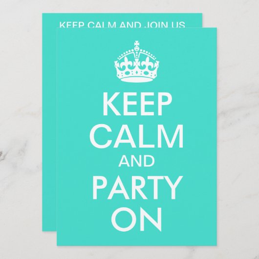 Türkisblau ruhig bleiben und weiter fahren einladung (Vorne/Hinten)