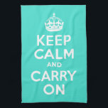 Türkisblau ruhig bleiben und weiter fahren geschirrtuch<br><div class="desc">Türkis und weiß halten Ruhe und tragen Sie für Ihre Küche auf.</div>