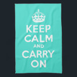 Türkisblau ruhig bleiben und weiter fahren geschirrtuch<br><div class="desc">Türkis und weiß halten Ruhe und tragen Sie für Ihre Küche auf.</div>