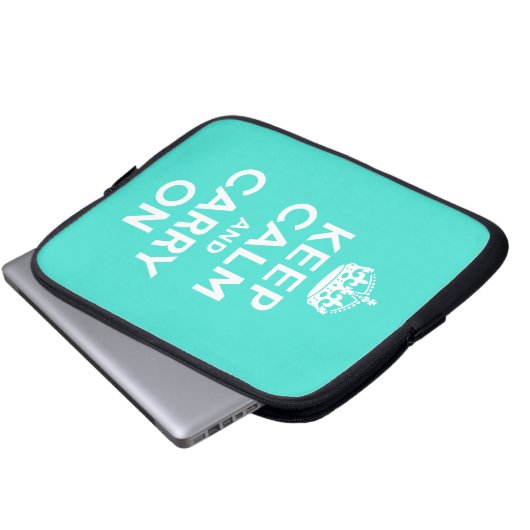 Türkisblau ruhig bleiben und weiter fahren laptopschutzhülle (Vorne Knopf)