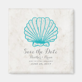 Türkisblau Rustikale Seashell Save the Date Magnet