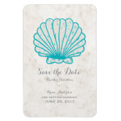 Türkisblau Rustikale Seashell Save the Date Magnet (Vertikal)