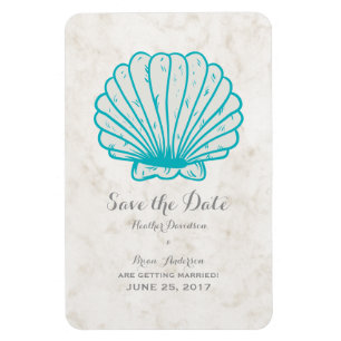 Türkisblau Rustikale Seashell Save the Date Magnet