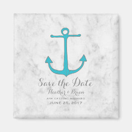 Türkisblau Rustikaler Anker Save the Date Magnet