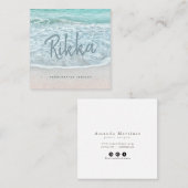 Türkisblau Sandy Beach Handmade Schmuck Quadratische Visitenkarte (Vorne/Hinten)